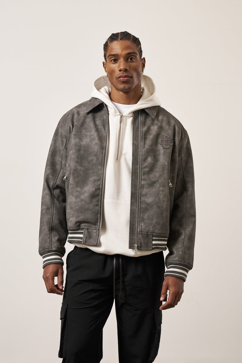 Mens grey bomber top jacket