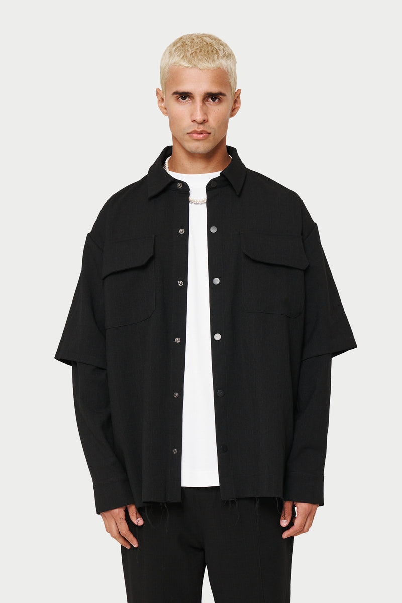 DOUBLE LAYER SHIRT - BLACK