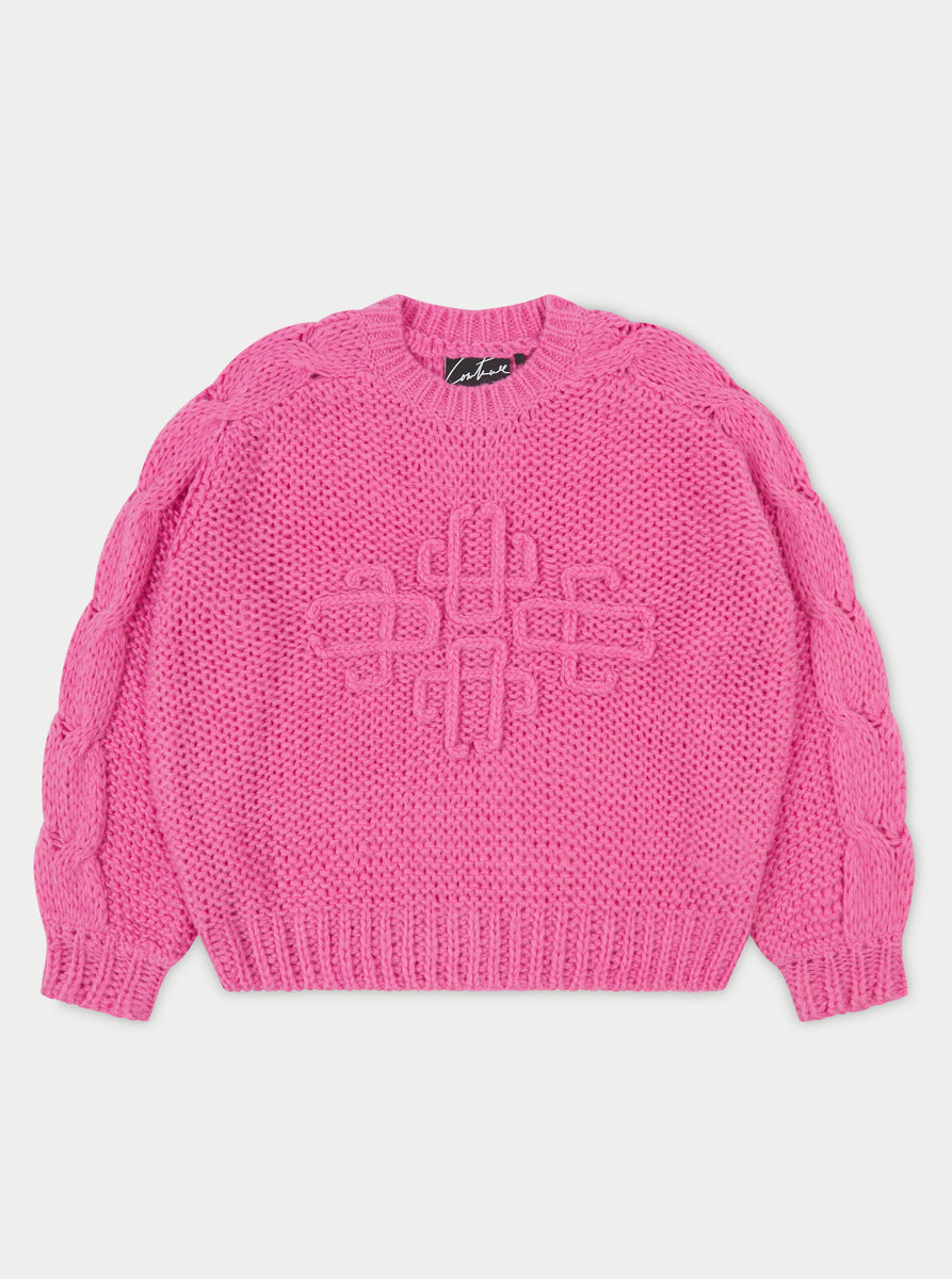 EMBLEM OVERSIZED KNIT JUMPER - PINK