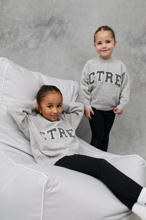 KIDS CTRE KNITTED SWEATSHIRT - GREY MARL