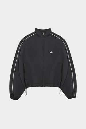 EMBLEM PIPED ZIP THROUGH JACKET - BLACK