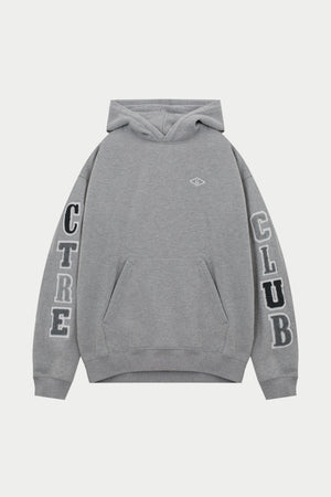 MULTIBADGE CHENILLE RELAXED HOODIE - GREY