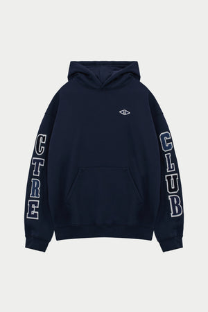 MULTIBADGE CHENILLE RELAXED HOODIE - NAVY