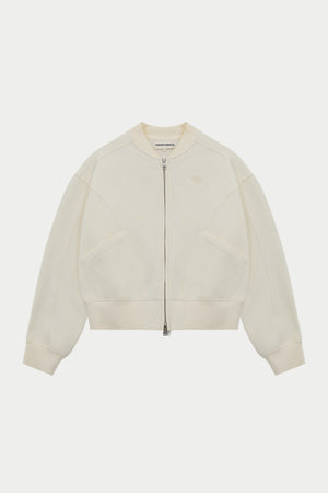 SEAM DETAIL OVERSIZED ZIP THROUGH BOMBER - OFF WHITE