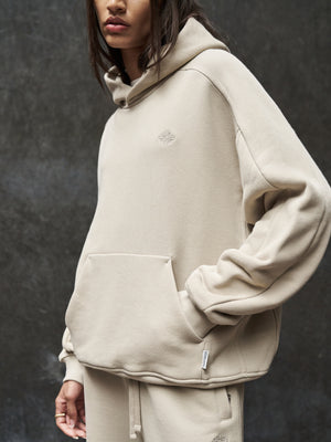 LAUNDERED CLASSICS SEAM DETAIL HOODIE - BEIGE