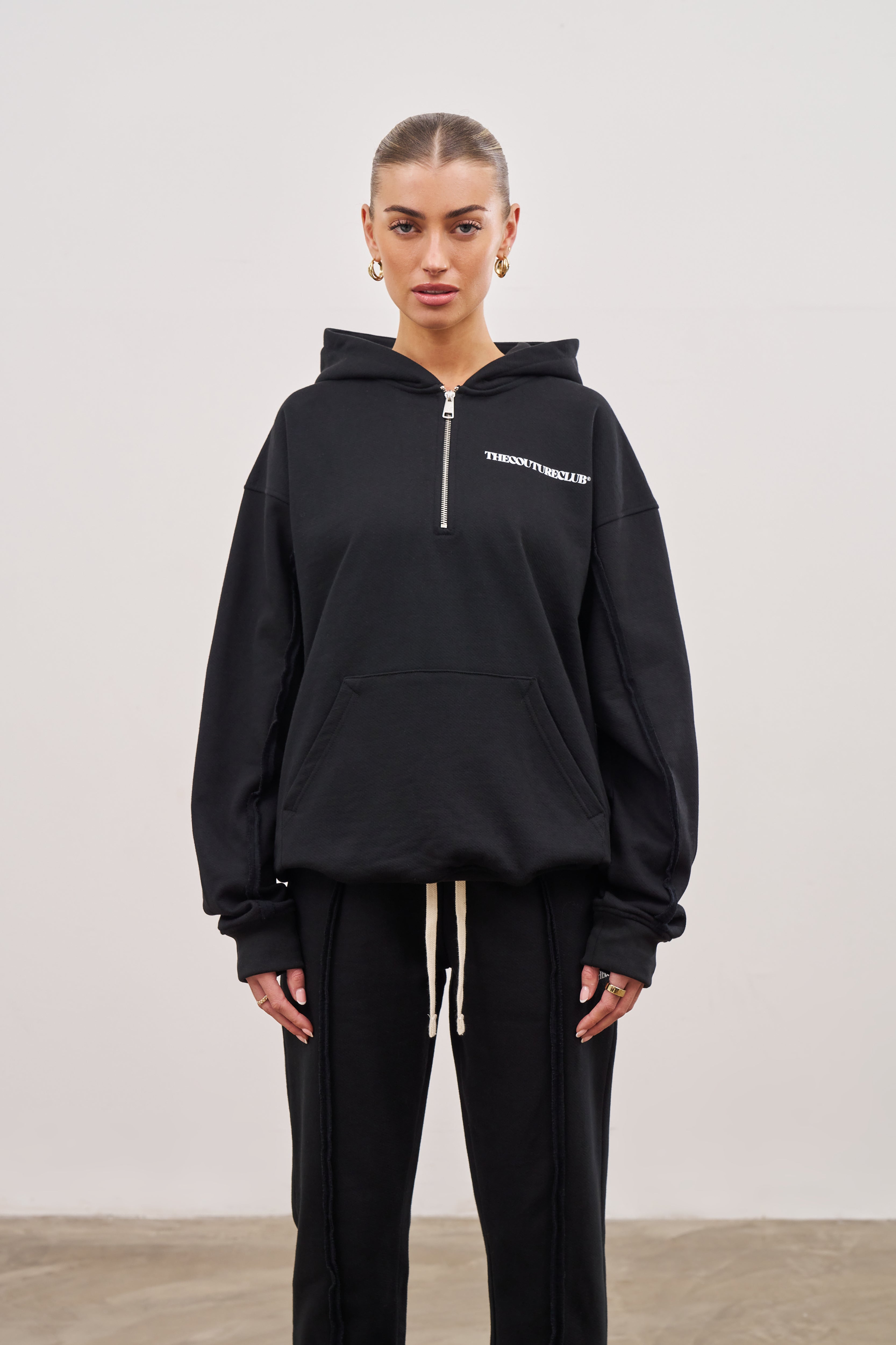 Black raw outlet hoodie