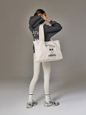 PILATES & PINOT LARGE TOTE BAG - OFF WHITE