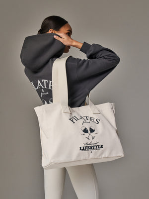 PILATES & PINOT LARGE TOTE BAG - OFF WHITE