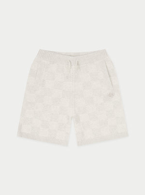 KIDS KNITTED CHECKERBOARD SHORTS - GREY