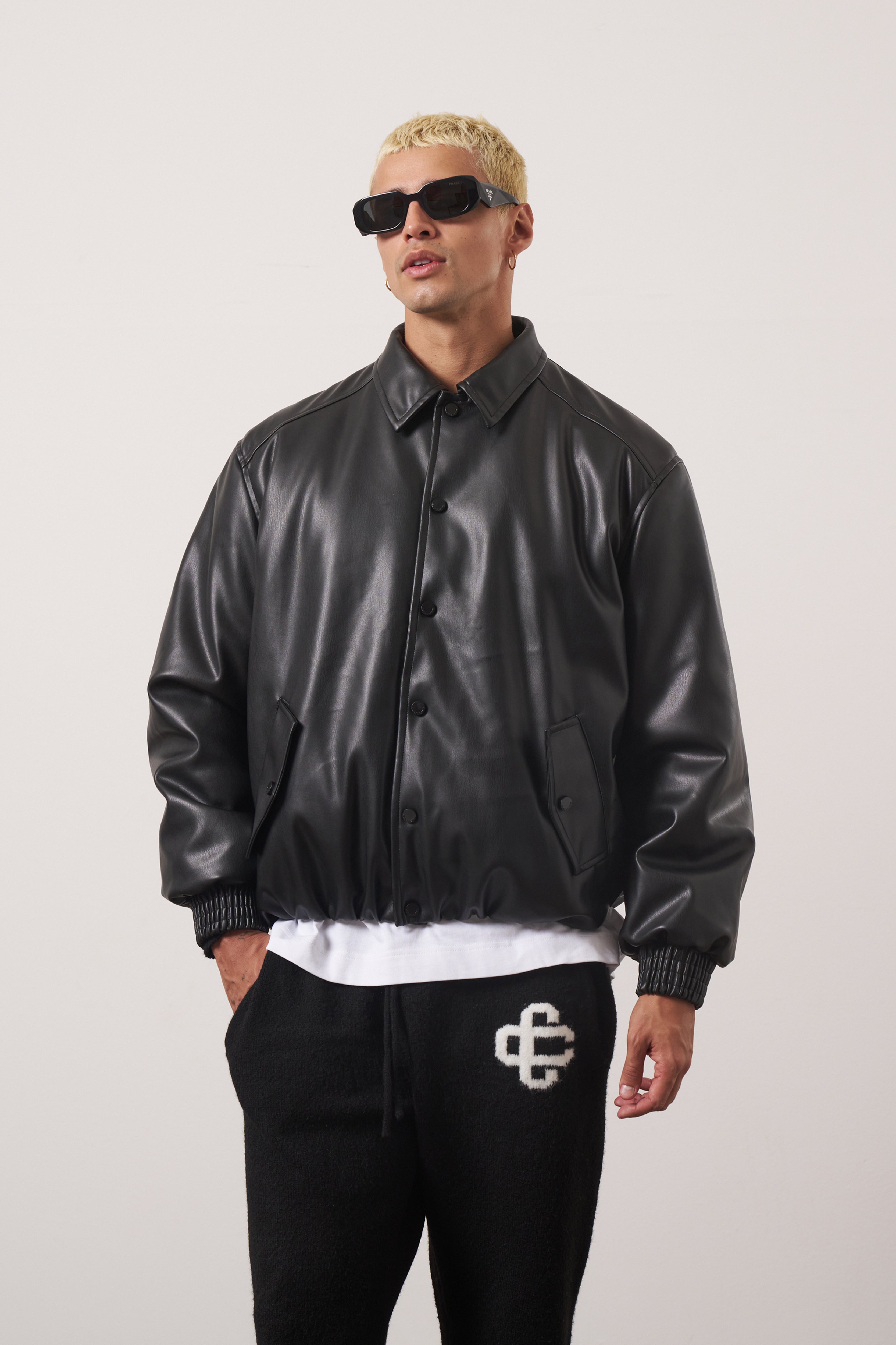 Faux leather shop bomber jackets