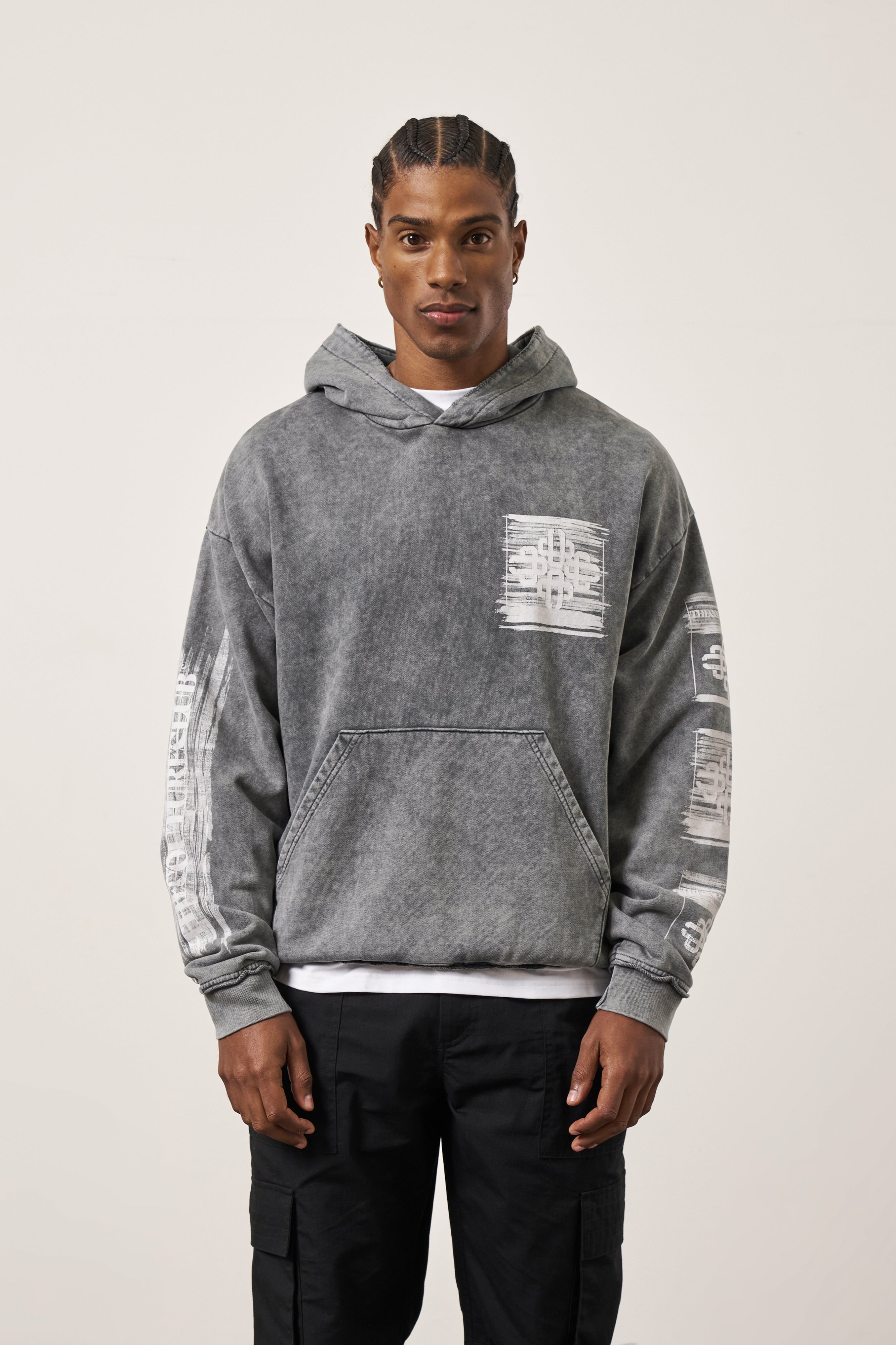 PAINT EFFECT EMBLEM HOODIE - GREY – The Couture Club