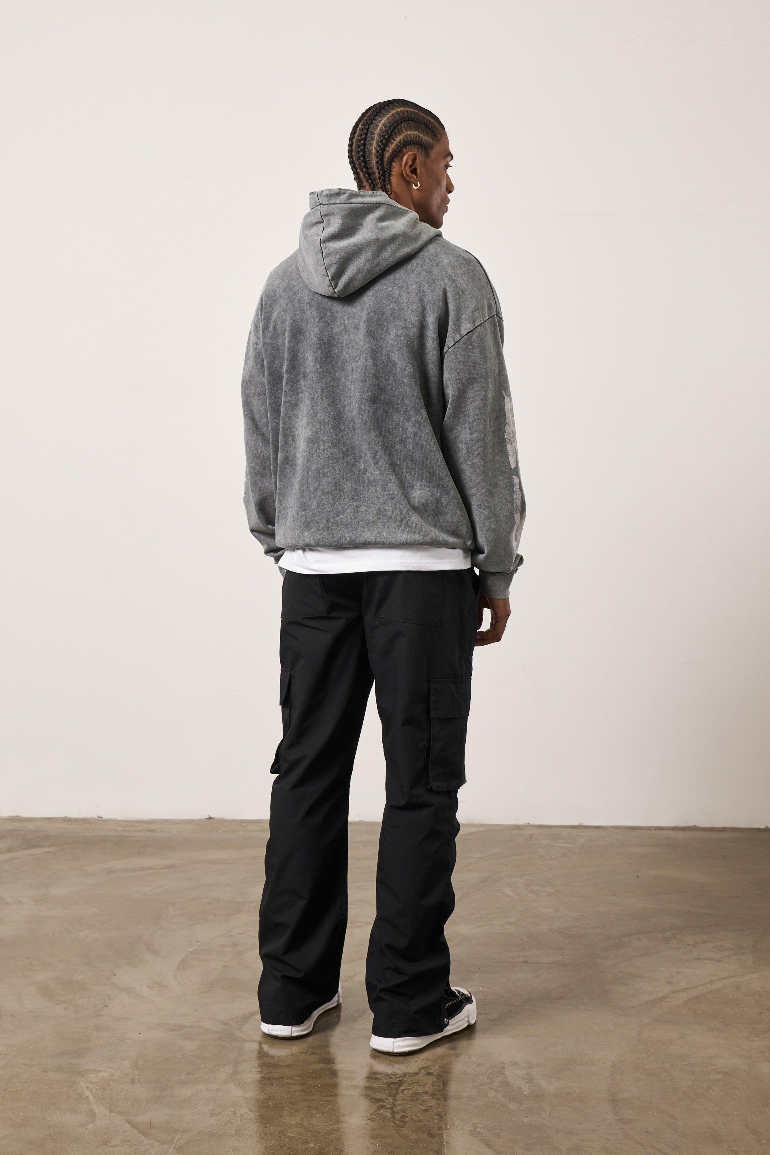 PAINT EFFECT EMBLEM HOODIE - GREY – The Couture Club