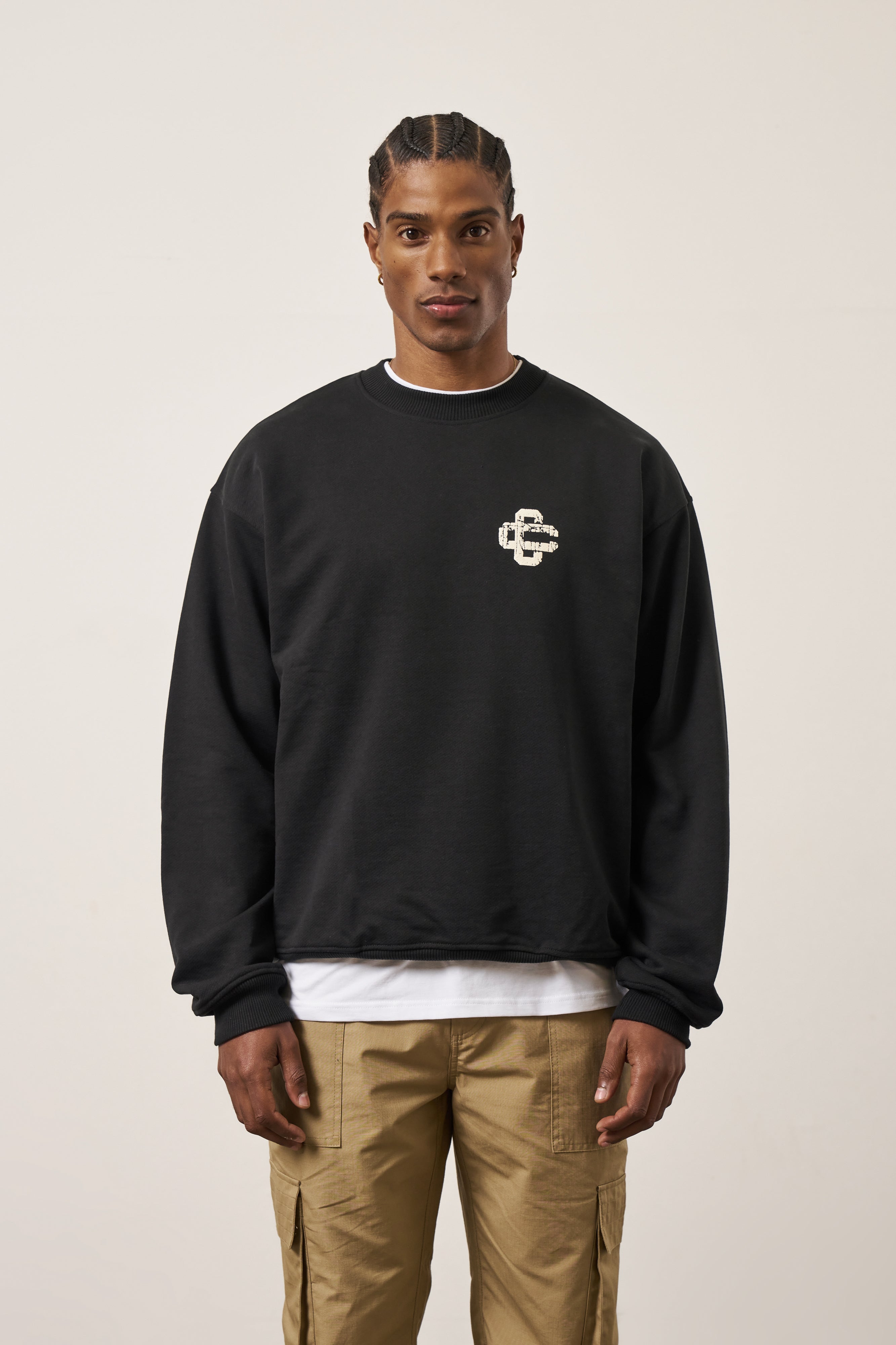 CRACKED EMBLEM SWEATSHIRT - BLACK – The Couture Club