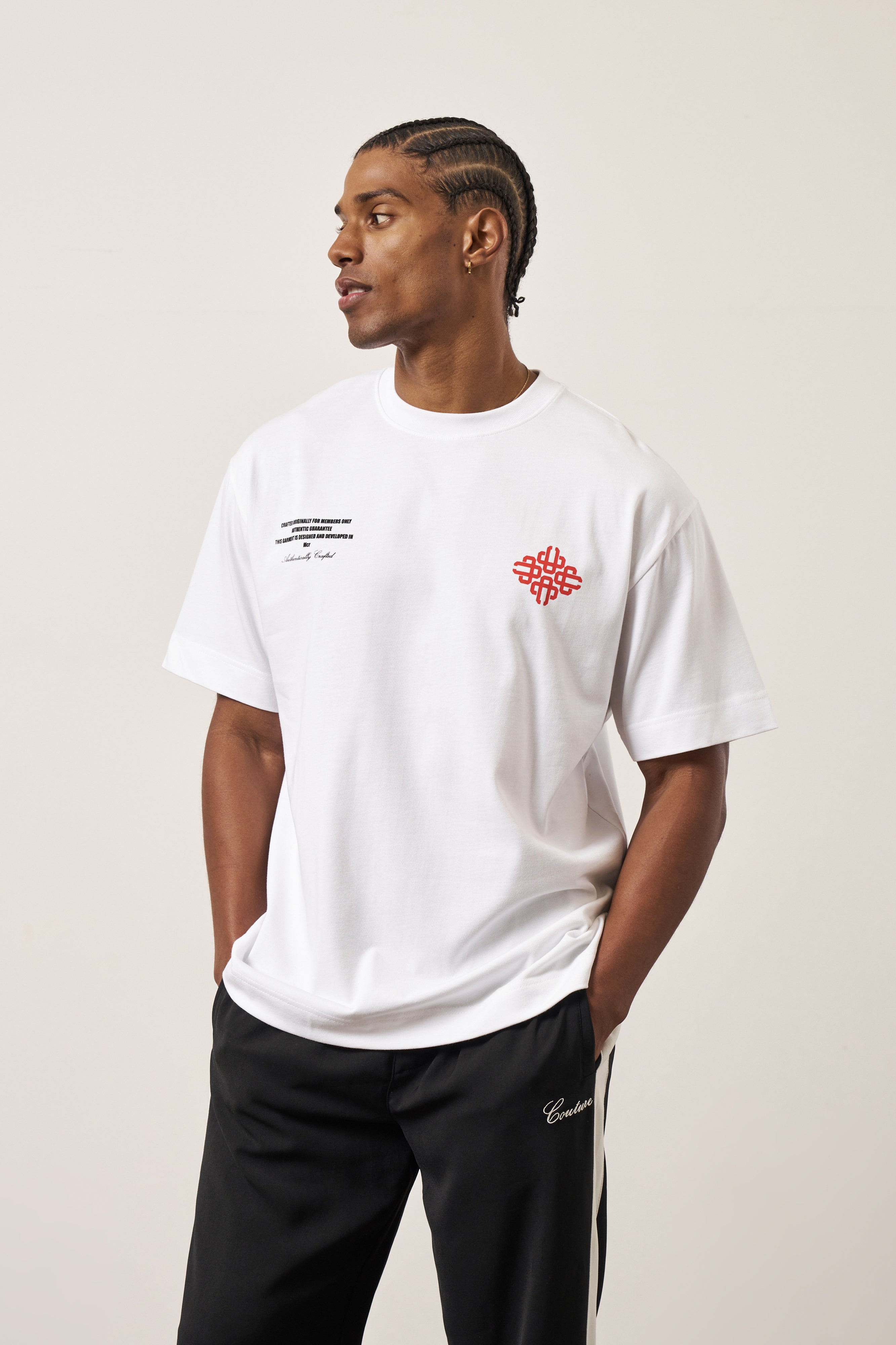 REPEAT EMBLEM SCRIPT RELAXED T-SHIRT - WHITE – The Couture Club