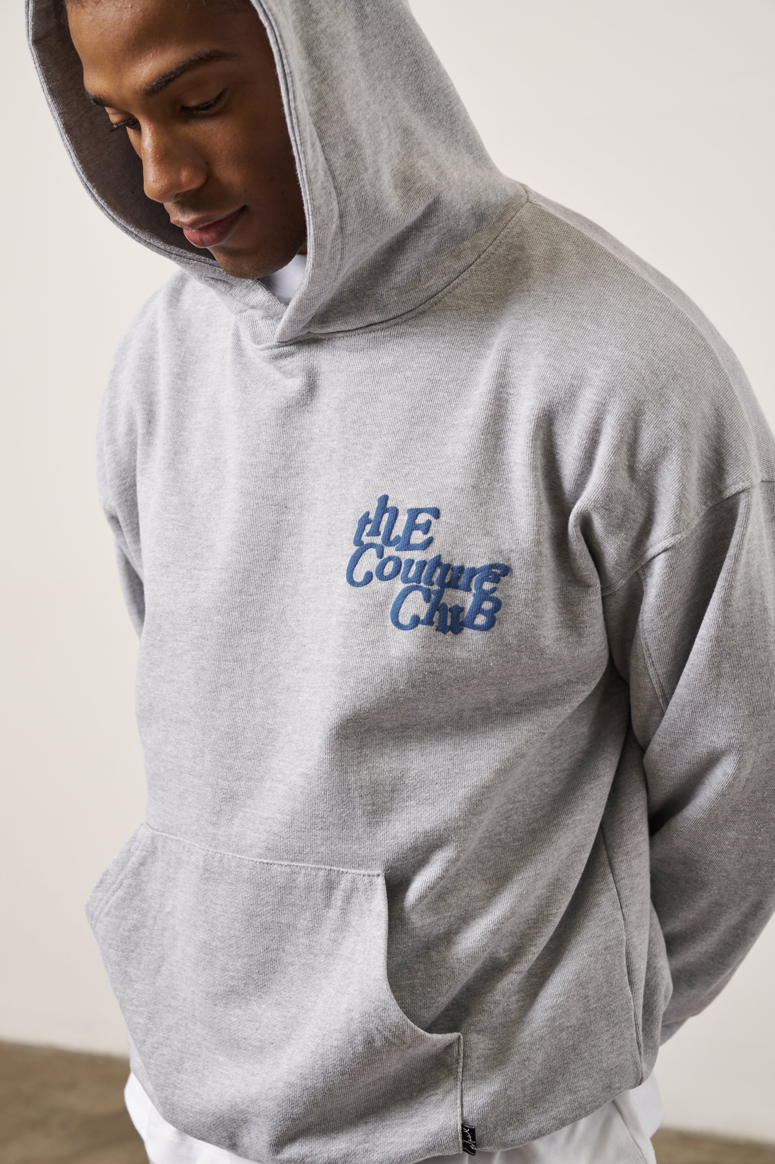 COBALT MULTI FONT MEMBERS ONLY HOODIE GREY MARL The Couture Club