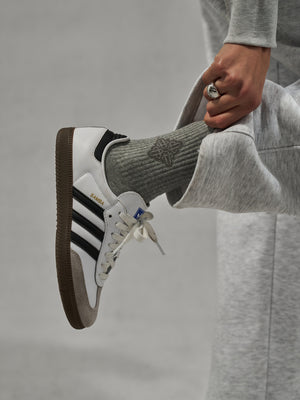 INTARSIA EMBLEM SPORTS SOCKS - GREY MARL