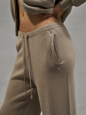 KNITTED RELAXED JOGGERS - BEIGE