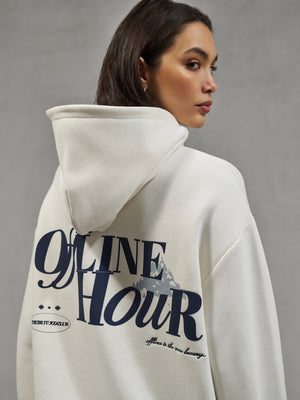 OFFLINE HOUR OVERSIZED HOODIE- OFF WHITE