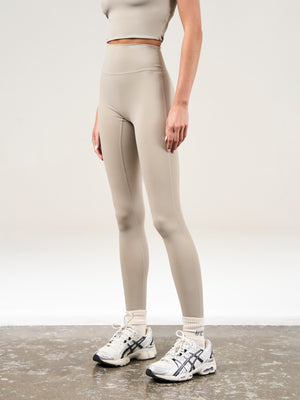 SCULPTING STRETCH EMBLEM LEGGINGS - BEIGE