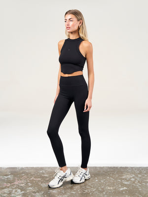 EMBLEM STRETCH SCULPTING LEGGINGS - BLACK