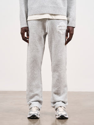 FLUFFY EMBLEM KNITTED JOGGERS - GREY MARL