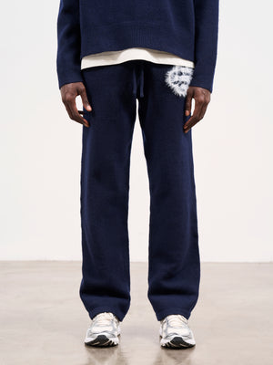 FLUFFY EMBLEM KNITTED JOGGERS - NAVY