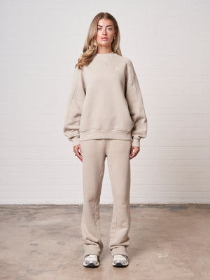 LAUNDERED CLASSICS SEAM DETAIL SWEATSHIRT - BEIGE