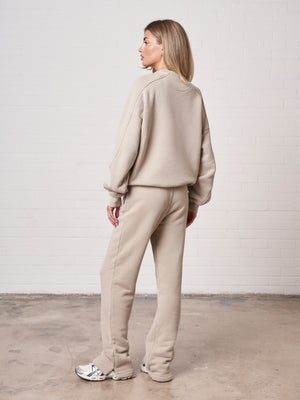 LAUNDERED CLASSICS SEAM DETAIL SWEATSHIRT - BEIGE