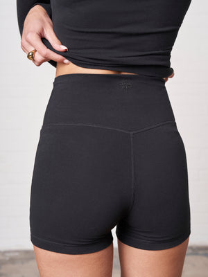 SOFT TOUCH EMBLEM MINI CYCLING SHORTS - BLACK