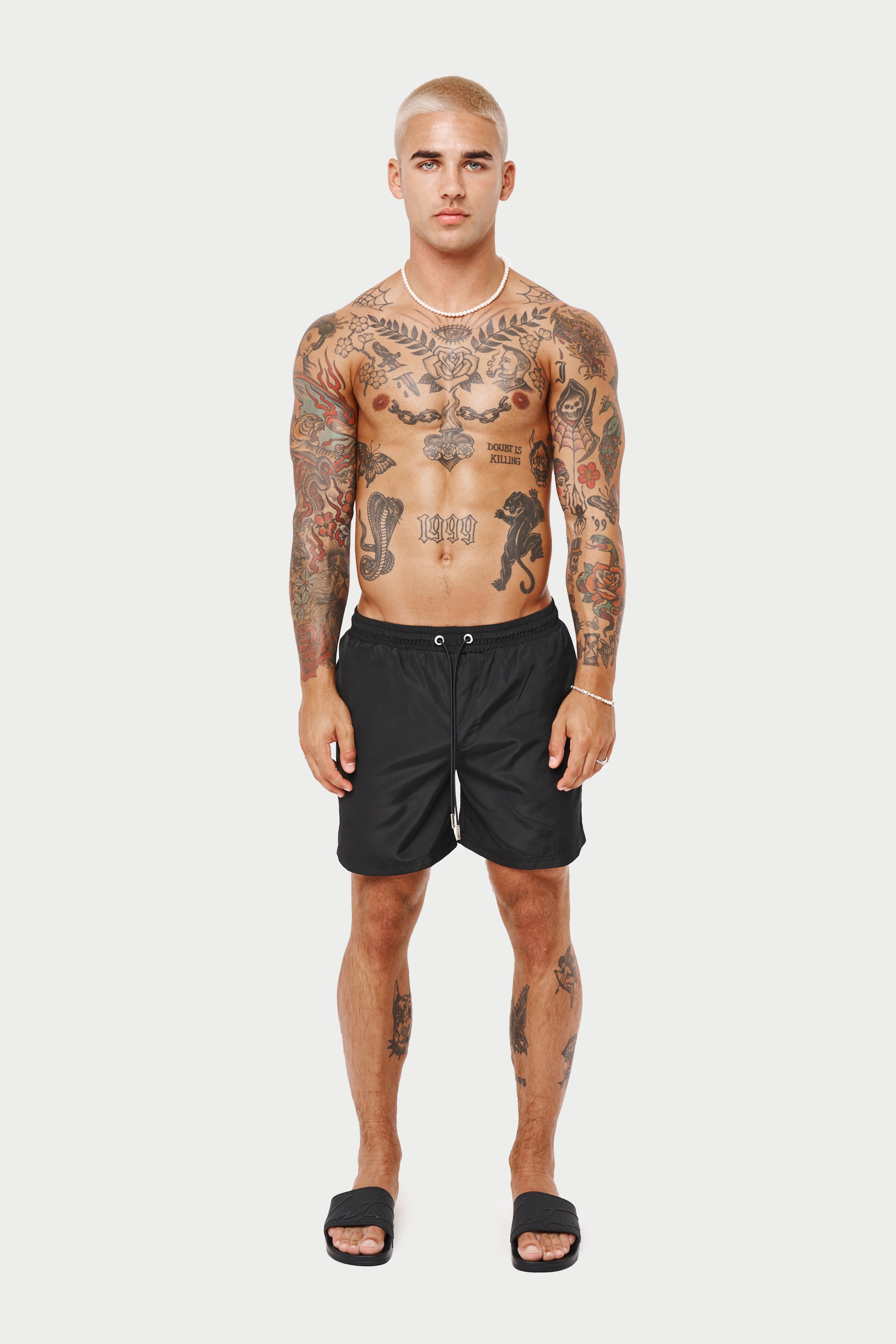 WATER REACTIVE SWIM SHORTS - BLACK – The Couture Club