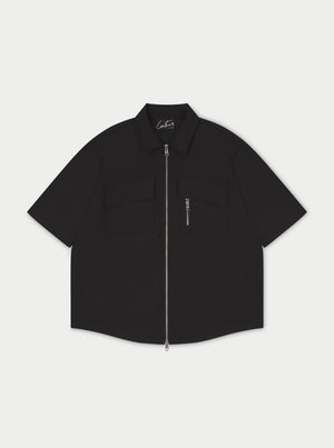 TECHNICAL HEAVYWEIGHT ZIP OVERSHIRT - BLACK