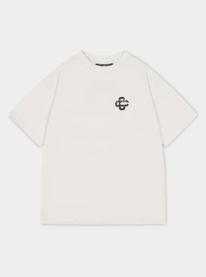 CRACKED PRINT EMBLEM RELAXED T-SHIRT - OFF WHITE