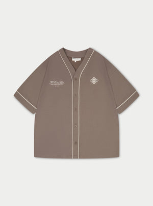 SCRIPT JERSEY BASEBALL SHIRT - COFFEE