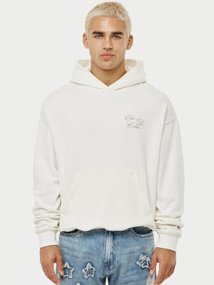 The Couture Club pullover hoodie in beige with photo back print