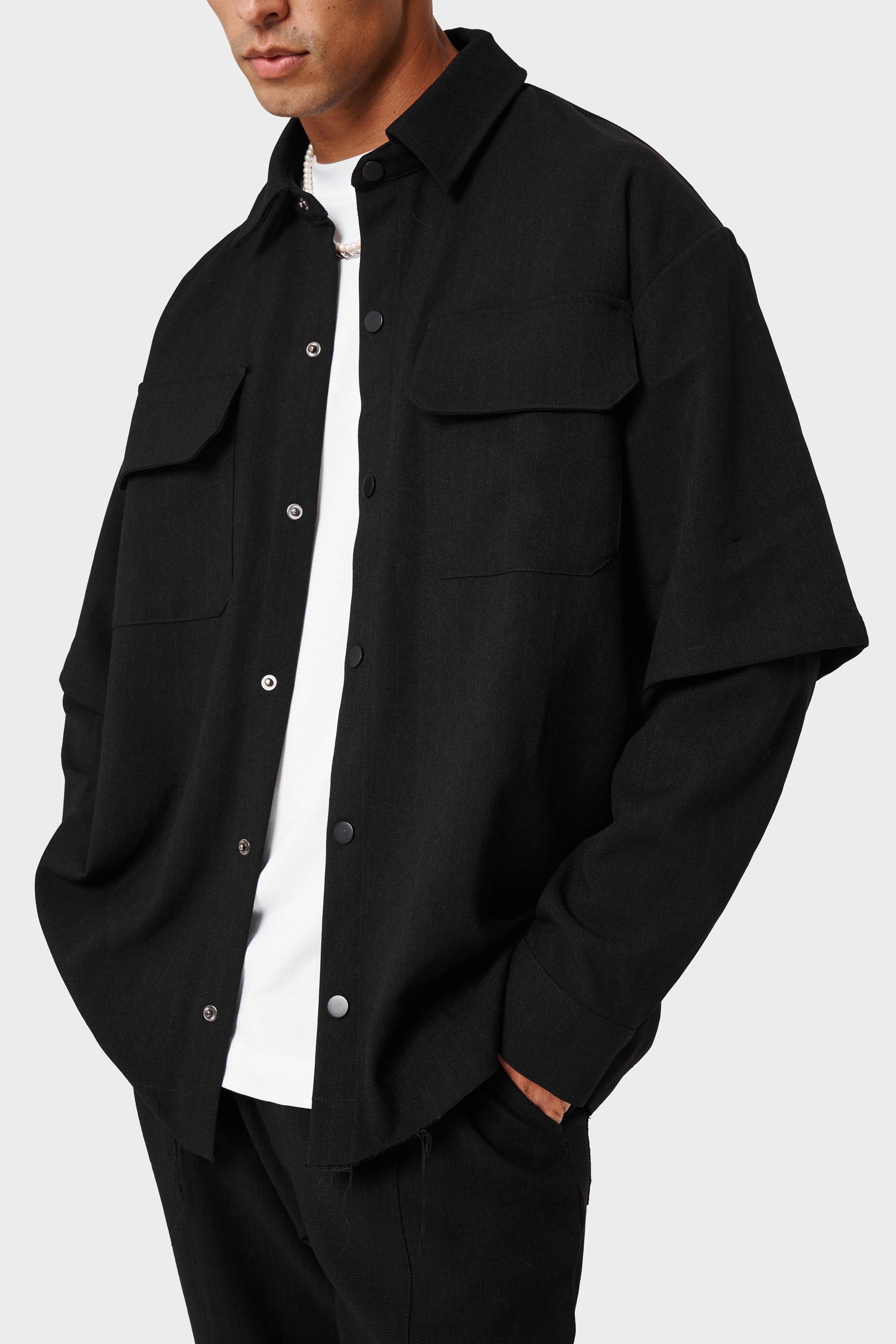 DOUBLE LAYER SHIRT - BLACK – The Couture Club