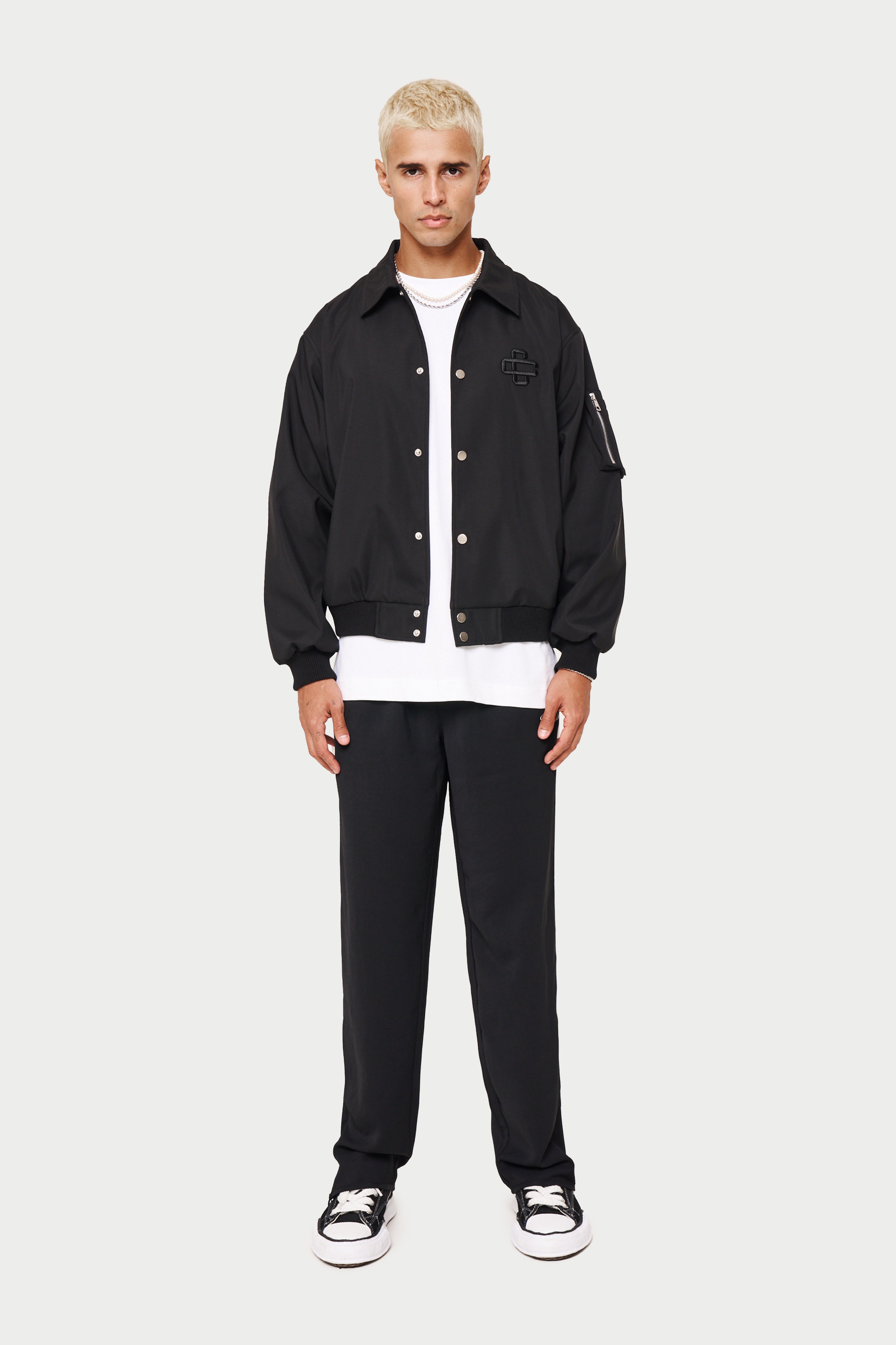 SMART NYLON BOMBER JACKET - BLACK – The Couture Club