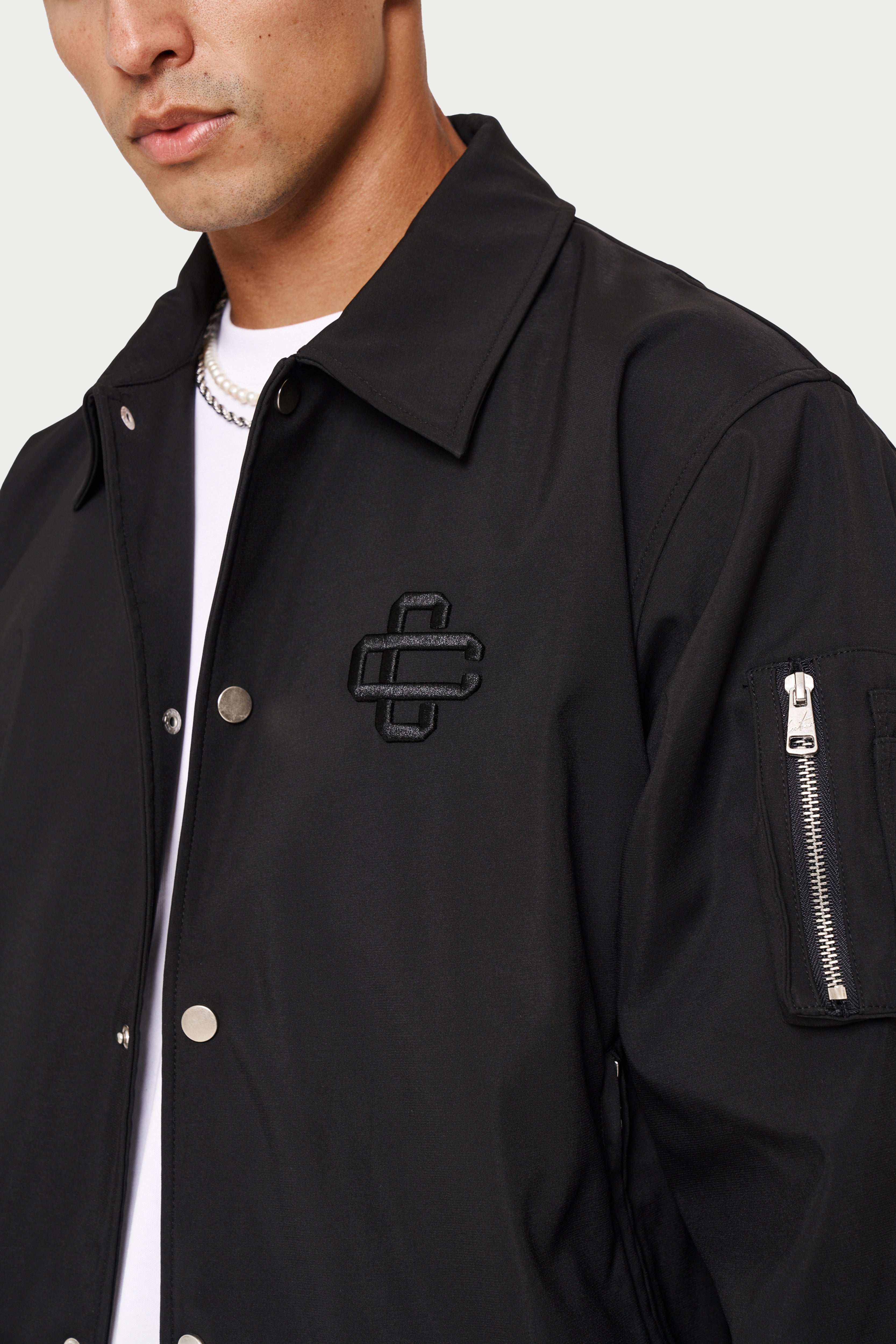 SMART NYLON BOMBER JACKET - BLACK – The Couture Club