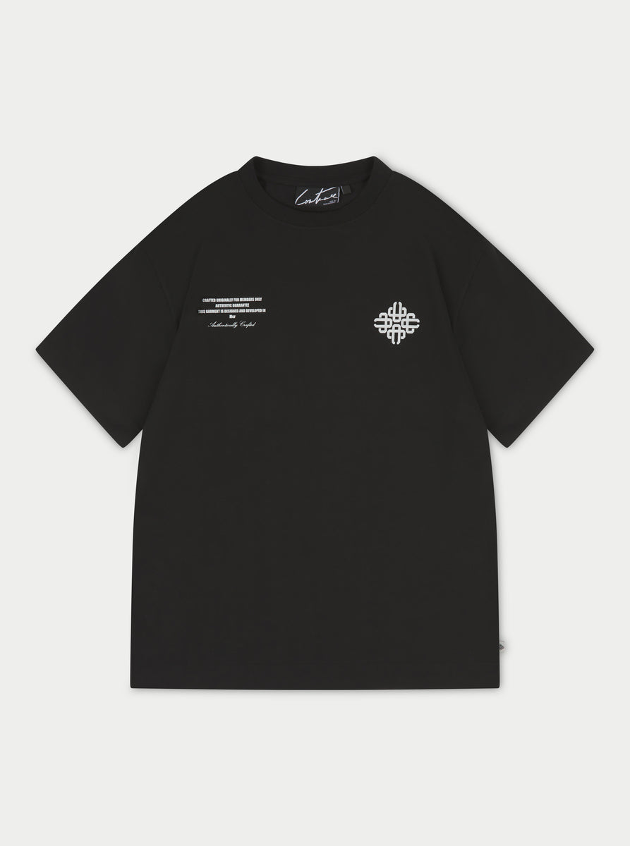 REPEAT EMBLEM SCRIPT RELAXED T-SHIRT - BLACK – The Couture Club