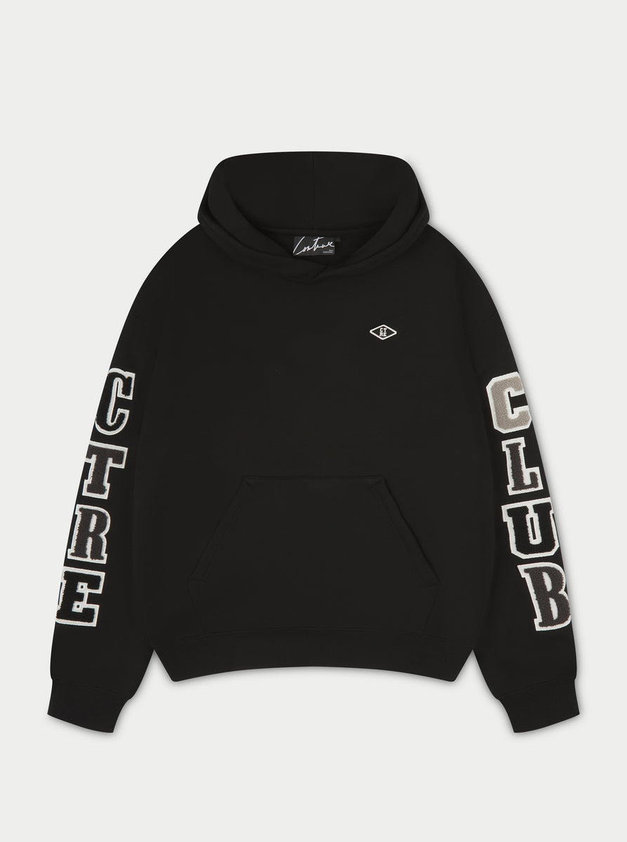 MULTIBADGE CHENILLE HOODIE - BLACK – The Couture Club