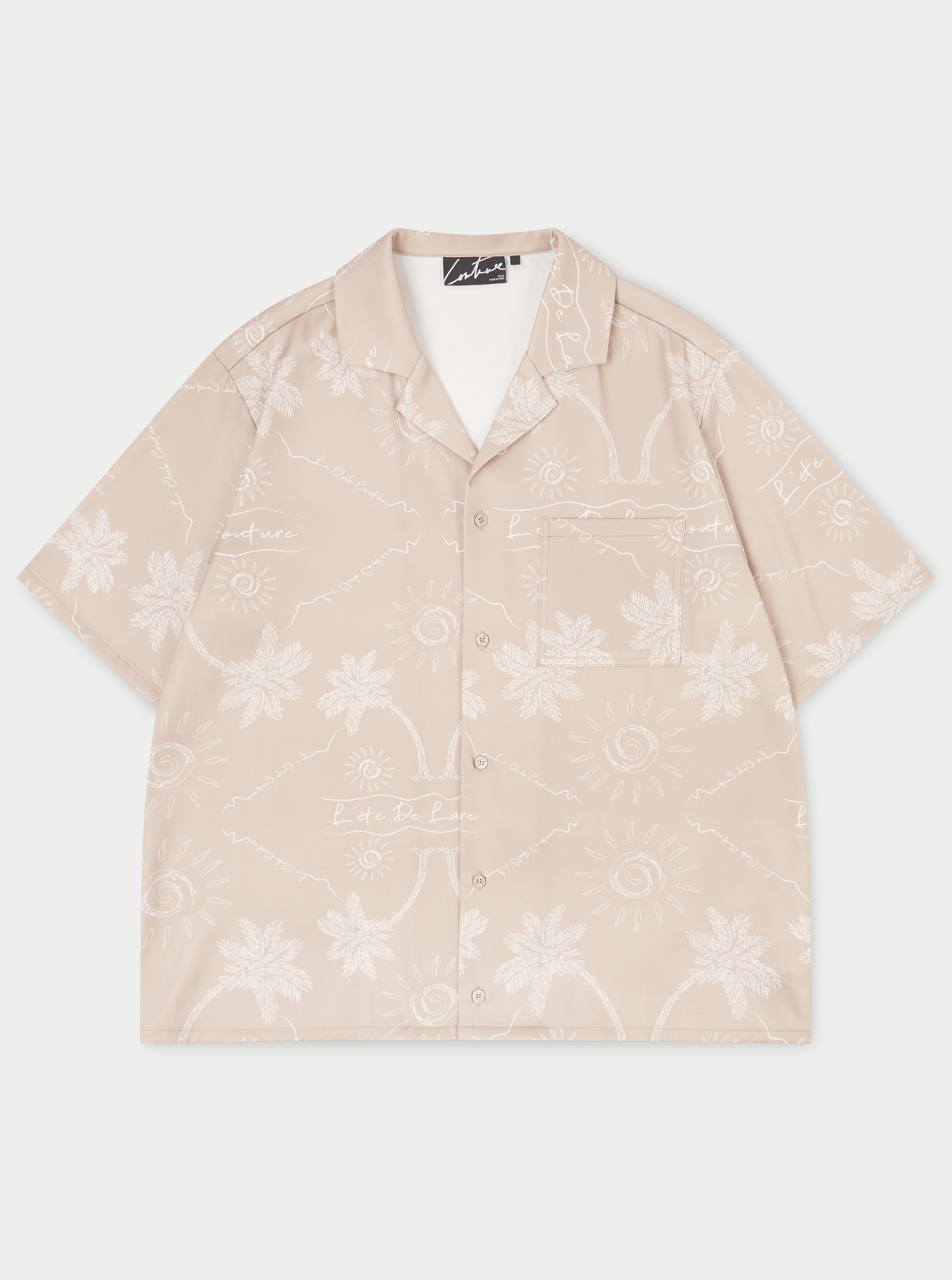 PALM PRINT SHIRT - BEIGE – The Couture Club