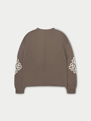 CHUNKY KNIT EMBLEM JUMPER - BROWN