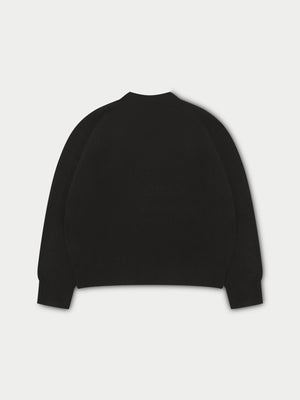 FLUFFY EMBLEM KNITTED CREW - BLACK