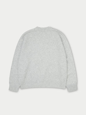 FLUFFY EMBLEM KNITTED CREW - GREY MARL