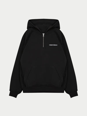 COPYRIGHT QUARTER ZIP HOODIE  - BLACK