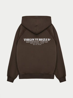 COPYRIGHT QUARTER ZIP HOODIE - BROWN