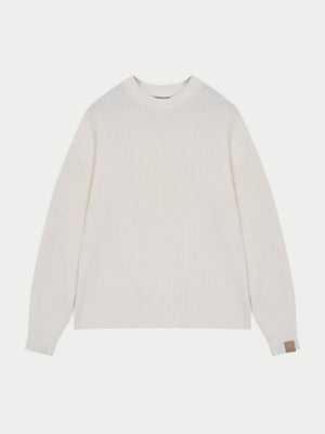 HEAVY WASHED RIBBED KNIT CREW - STONE