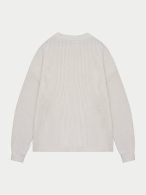 HEAVY WASHED RIBBED KNIT CREW - STONE