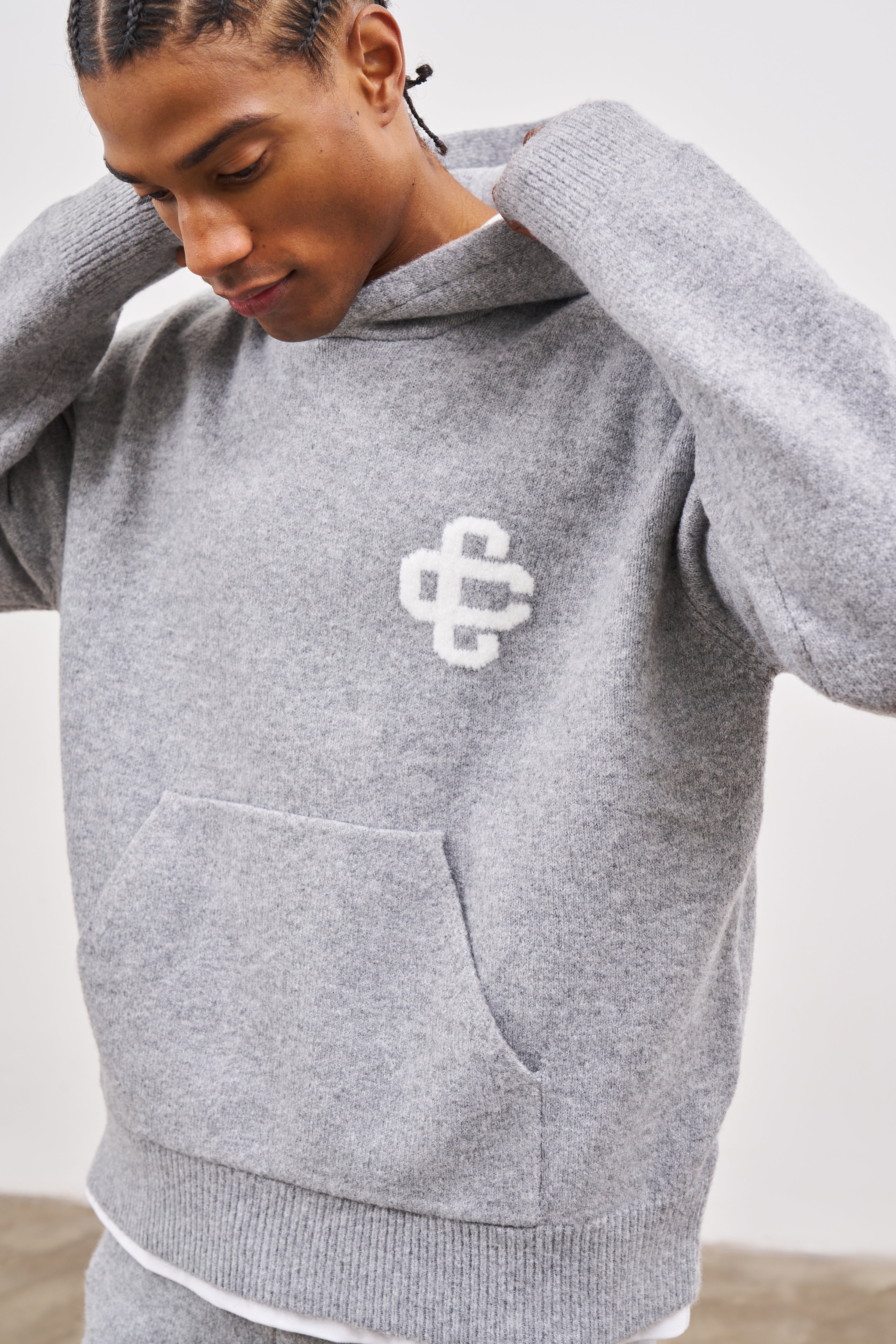 Grey fluffy outlet sweatshirt