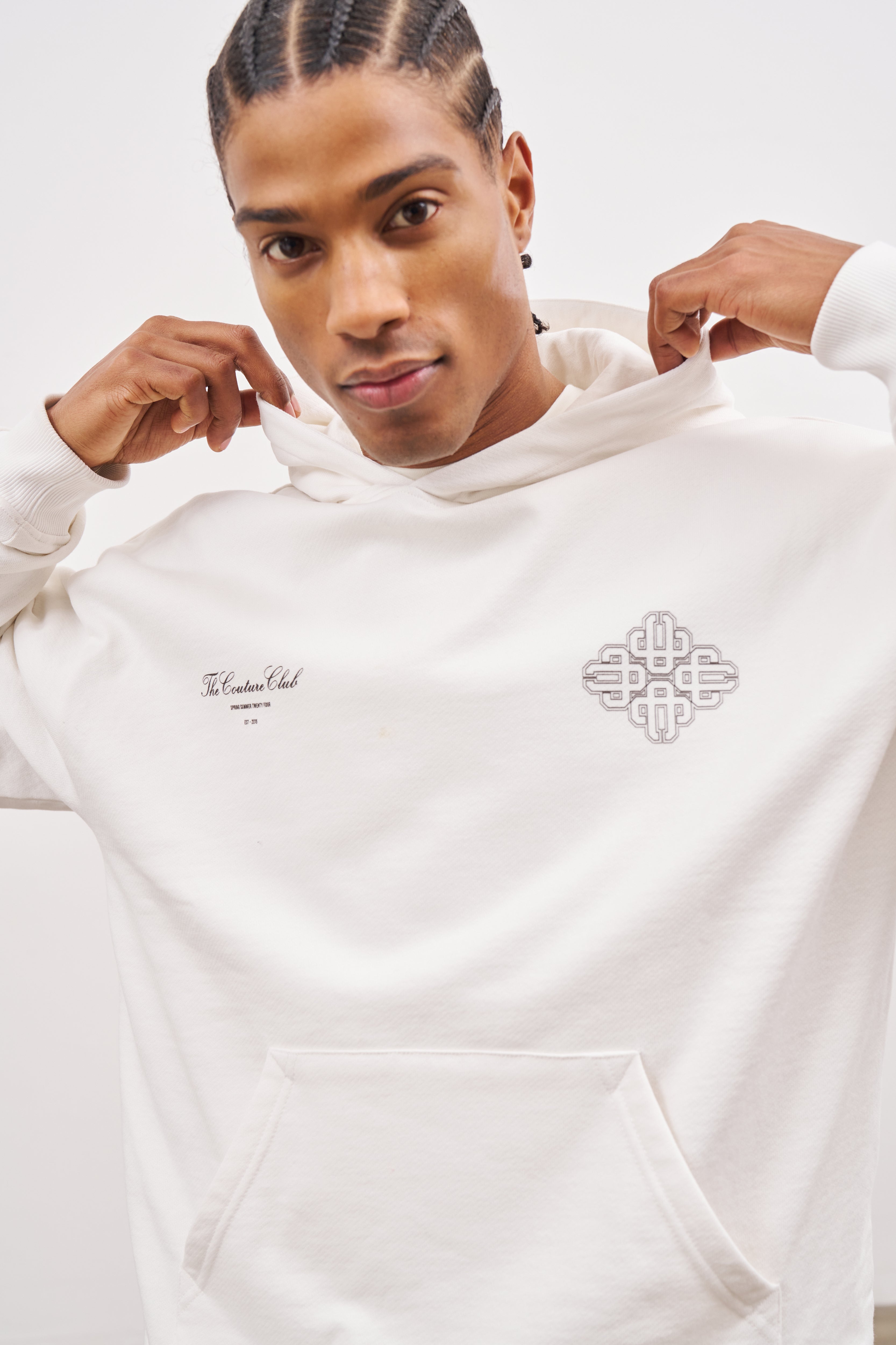 EMBLEM OUTLINE HOODIE OFF WHITE The Couture Club