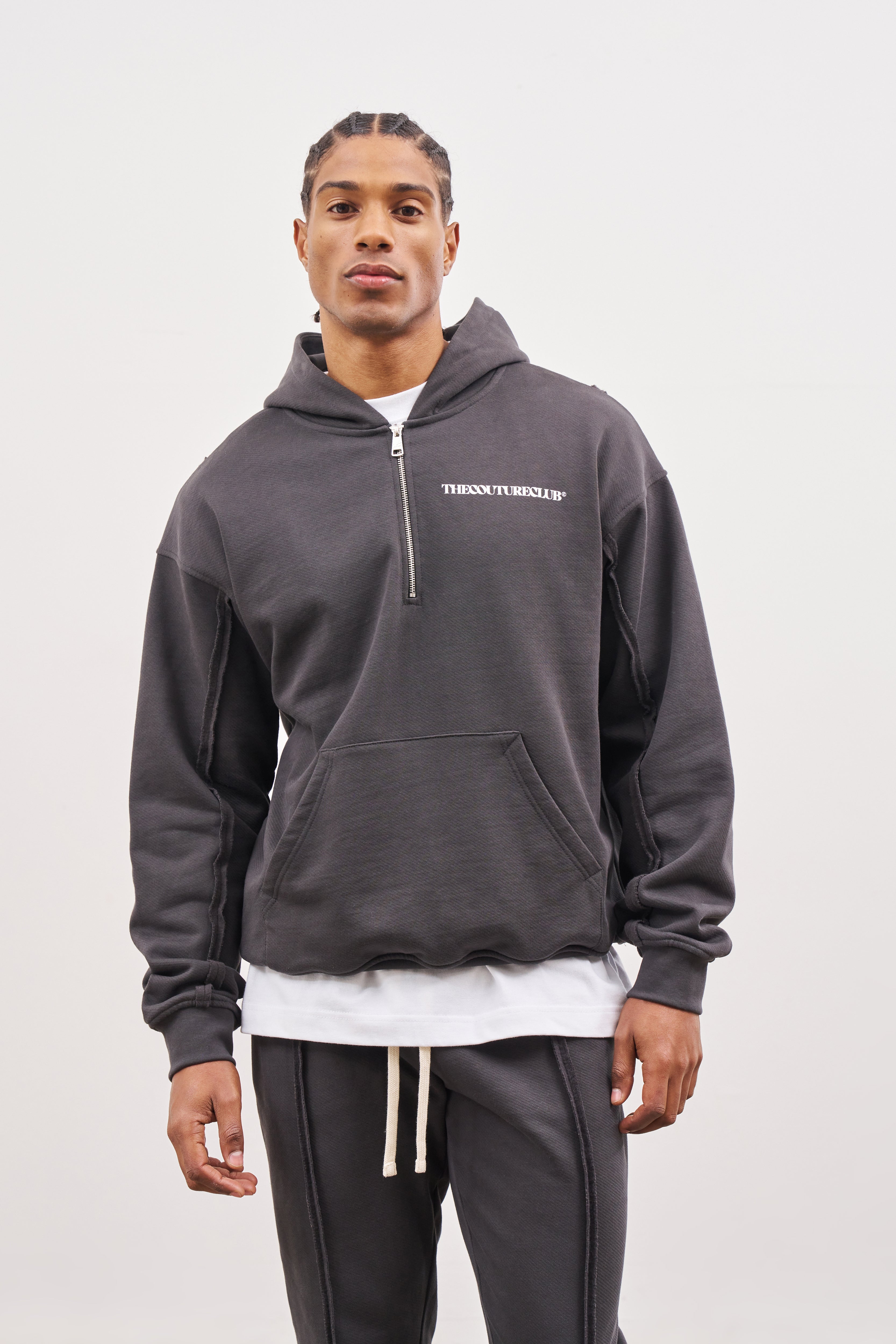 Quarter zip cheap hooded sweatshirt